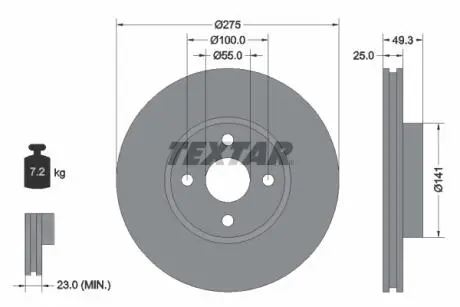 92180303 Тормозной диск TEXTAR подбор по vin на Brocar