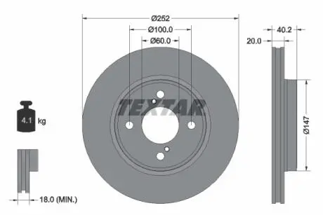 92303703 Тормозной диск TEXTAR підбір по vin на Brocar