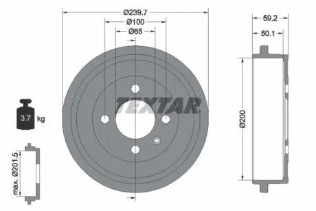 94022800 Тормозной барабан TEXTAR подбор по vin на Brocar
