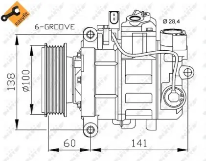 32263 Компресор кондиціонера Audi A4/A5/A6/A8/Q5 1.6-3.0D 00- NRF підбір по vin на Brocar