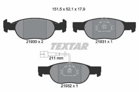 2193002 Комплект тормозных колодок, дисковый тормоз TEXTAR подбор по vin на Brocar