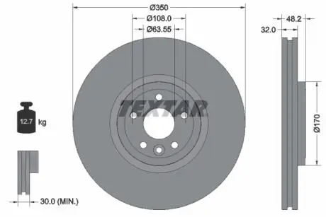 92308105 TARCZA HAM. JAGUAR P. XE/XF 2,0-3,0 15- TEXTAR підбір по vin на Brocar
