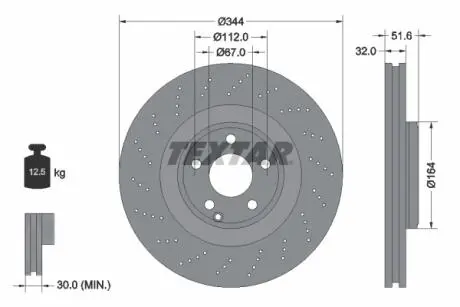 92289905 TARCZA HAM. DB P. X218 3,0-3,5 AMG 12- TEXTAR підбір по vin на Brocar