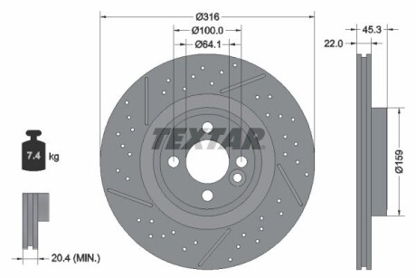 92279105 Тормозной диск TEXTAR підбір по vin на Brocar