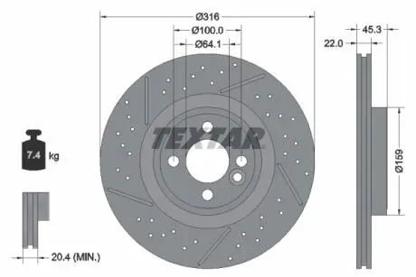 92279105 Гальмівний диск TEXTAR підбір по vin на Brocar