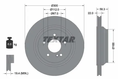 92176303 Диск тормозной (задний) MB S-class (W221) 05- (300x22) PRO TEXTAR підбір по vin на Brocar