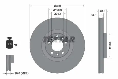 92283403 Гальмівний диск TEXTAR підбір по vin на Brocar