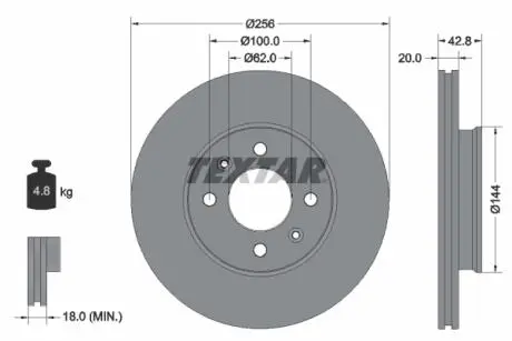 92295403 Гальмівний диск TEXTAR подбор по vin на Brocar