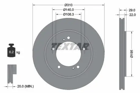 92170503 Гальмівний диск TEXTAR підбір по vin на Brocar