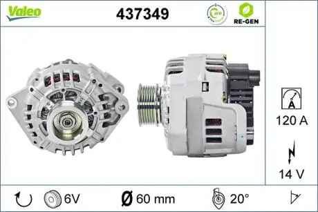 437349 Генератор VALEO підбір по vin на Brocar
