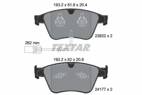 2382201 Гальмівні колодки, дискове гальмо (набір) TEXTAR підбір по vin на Brocar