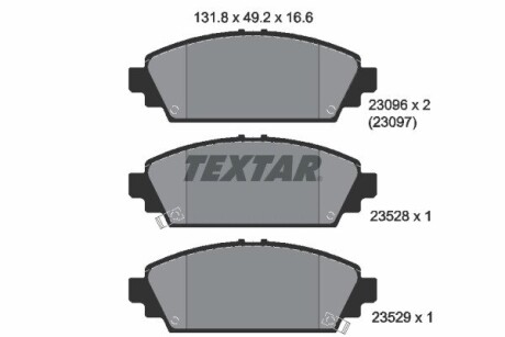 2309601 Комплект тормозных колодок, дисковый тормоз TEXTAR підбір по vin на Brocar