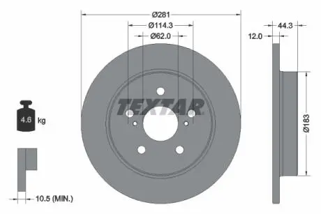92301403 Диск тормозной (задний) Toyota Camry 2.0-3.5 16V 17- (281x12) PRO TEXTAR подбор по vin на Brocar