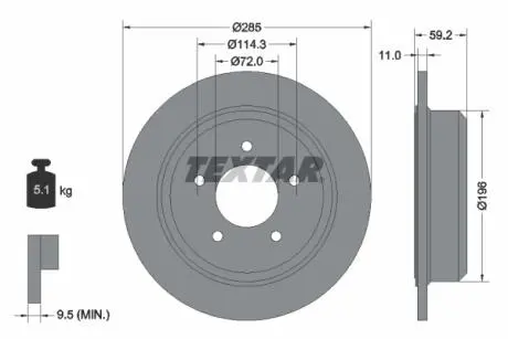 92169403 Гальмівний диск TEXTAR підбір по vin на Brocar