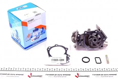 PA981 Помпа води Renault Clio II/III 1.2 99-10/Nissan Kubistar 1.2 04- (6 лоп) (HD підшипник) (43/44 Kw) GRAF підбір по vin на Brocar