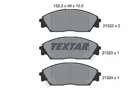2132201 Гальмівні колодки, дискове гальмо (набір) TEXTAR підбір по vin на Brocar