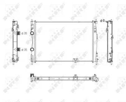 53757 Радіатор охолодження Nissan Qashqai 2.0D 07-14 NRF підбір по vin на Brocar