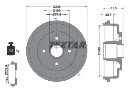 94043100 Тормозный барабан TEXTAR подбор по vin на Brocar