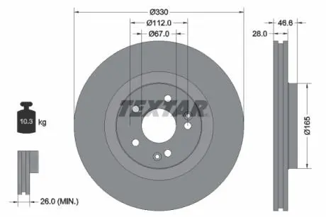 92151005 Тормозной диск TEXTAR підбір по vin на Brocar