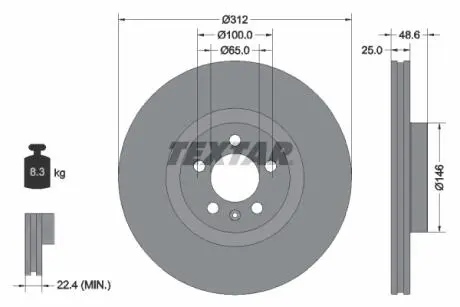 92303303 Гальмівний диск TEXTAR підбір по vin на Brocar