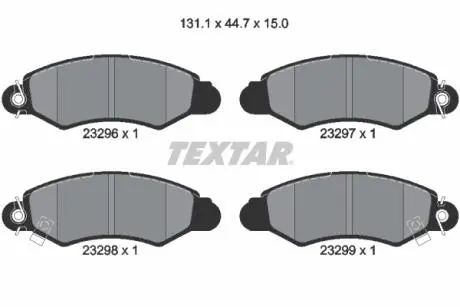 2329601 Гальмівні колодки, дискове гальмо (набір) TEXTAR підбір по vin на Brocar