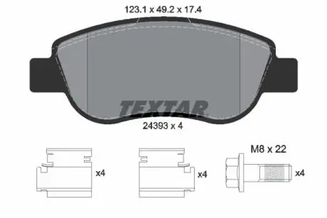2439301 Гальмівні колодки, дискове гальмо (набір) TEXTAR підбір по vin на Brocar
