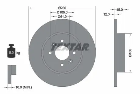92181203 Гальмівний диск TEXTAR підбір по vin на Brocar