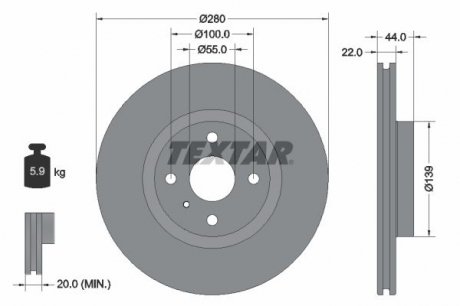 92304205 TARCZA HAM. MAZDA P. MX-5 1,5-2,0 15- TEXTAR підбір по vin на Brocar