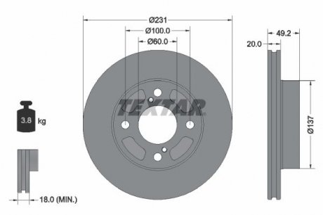 92314003 TARCZA HAM. SUZUKI P. CELERIO 1,0 14- TEXTAR підбір по vin на Brocar