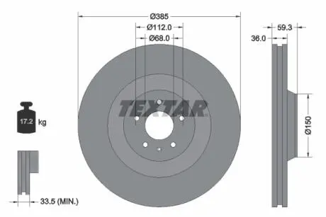 92184203 Тормозной диск TEXTAR підбір по vin на Brocar