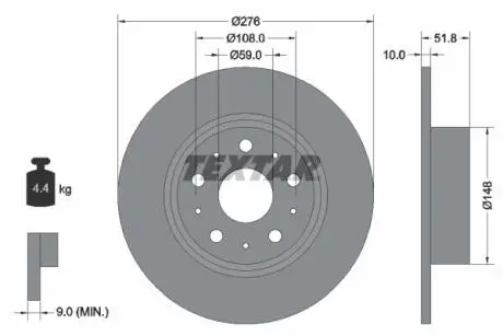 92095300 Тормозной диск TEXTAR підбір по vin на Brocar