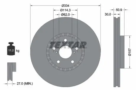 92147903 Диск тормозной (передний) Lexus GS 05-/IS 09- (R) (334x30) PRO TEXTAR підбір по vin на Brocar