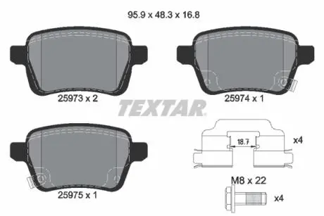 2597301 Гальмівні колодки (набір) TEXTAR підбір по vin на Brocar