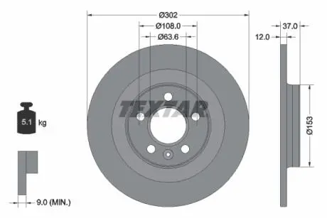 92304703 Гальмівний диск TEXTAR підбір по vin на Brocar