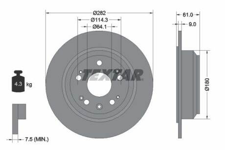 92165803 Диск тормозной HONDA Accord "R D=282mm "03-08 TEXTAR подбор по vin на Brocar