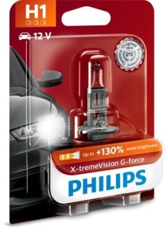 12258XVGB1 Автолампа Philips 12258XVGB1 X-tremeVision G-force H1 P14,5s 55 W прозрачно-голубая PHILIPS подбор по vin на Brocar