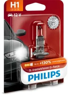 12258XVGB1 Автолампа Philips 12258XVGB1 X-tremeVision G-force H1 P14,5s 55 W прозоро-блакитна PHILIPS підбір по vin на Brocar