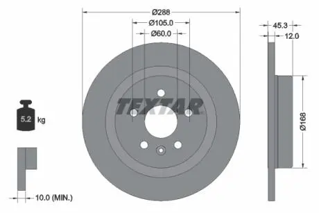 92275203 Гальмівний диск TEXTAR підбір по vin на Brocar