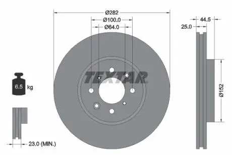 92170703 Тормозной диск 92170703 TEXTAR TEXTAR підбір по vin на Brocar