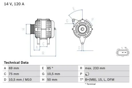 0986041810 Генератор BOSCH підбір по vin на Brocar
