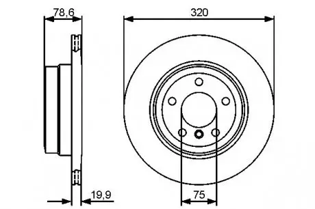 0986479442 Диск гальмівний (задній) BMW X5 (E70/F15) 07- (320x20) M57/N20/N47/N52/N55/N57 BOSCH підбір по vin на Brocar