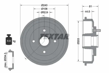94026700 Тормозной барабан TEXTAR подбор по vin на Brocar