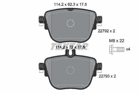 2279201 Колодки гальмівні (задні) MB E-class (W213/S213) 16- (TRW) Q+ TEXTAR підбір по vin на Brocar