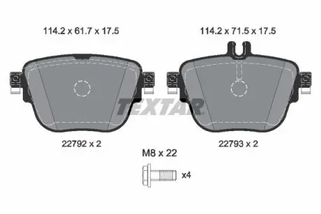 2279201 Колодки тормозные (задние) MB E-class (W213/S213) 16- (TRW) Q+ TEXTAR підбір по vin на Brocar
