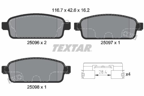 2509606 Тормозные колодки дисковые TEXTAR підбір по vin на Brocar