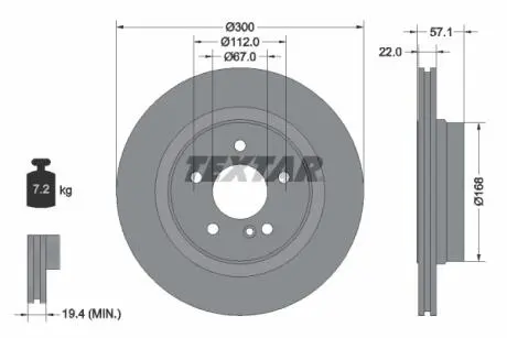 92163605 Диск тормозной (задний) MB C-class (W204/S204/C204) 07- (300x22) PRO+ TEXTAR підбір по vin на Brocar