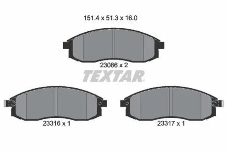 2308602 Комплект тормозных колодок, дисковый тормоз TEXTAR подбор по vin на Brocar