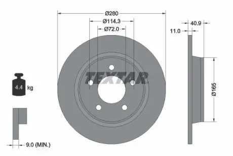 92130600 Гальмівний диск TEXTAR підбір по vin на Brocar