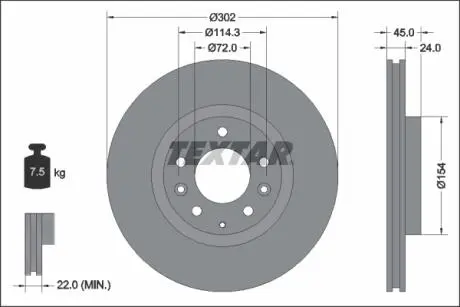92261503 Гальмівний диск TEXTAR підбір по vin на Brocar