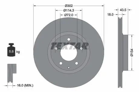 92174503 Гальмівний диск TEXTAR підбір по vin на Brocar
